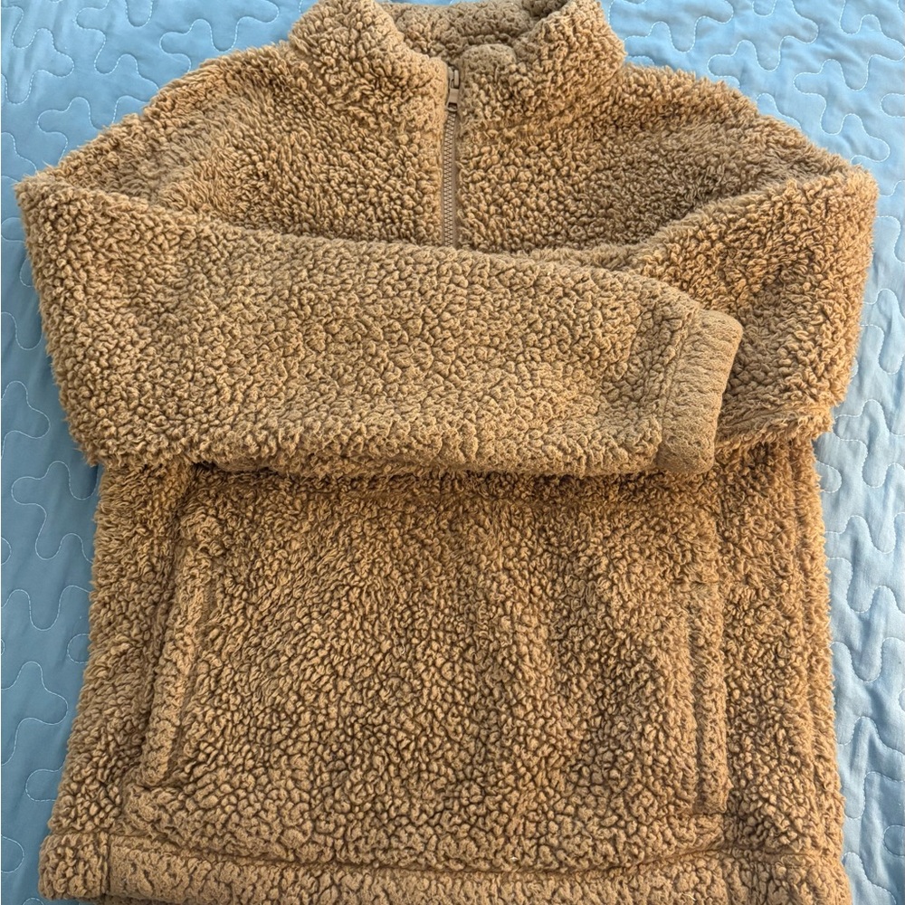 GAP Tan Sherpa Half Zip-Up Jacket